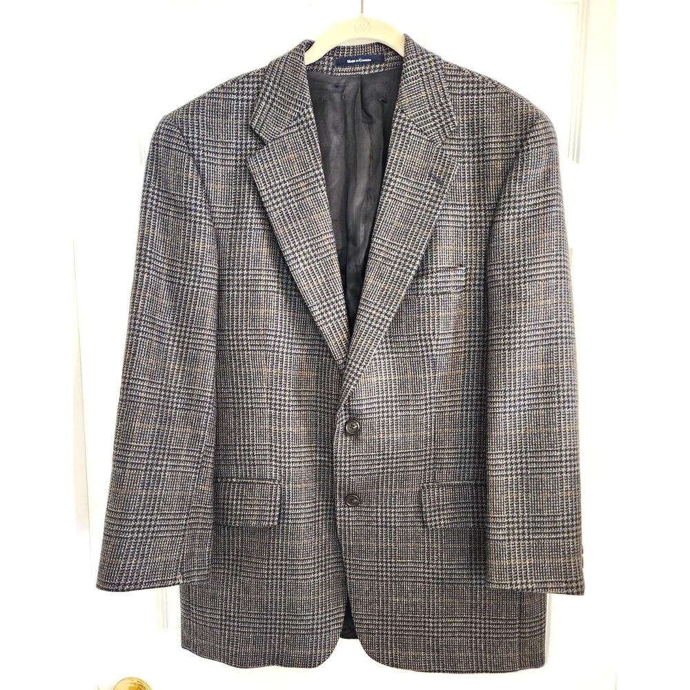 Jos. A. Bank Mens Jacket Blazer 41R 100% Wool Sport Coat Gray Herringbone